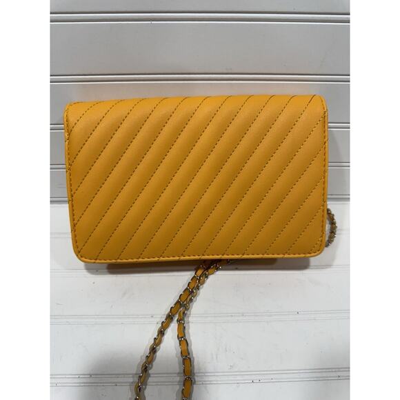 Studio Badgley Mischka Crossbody With Round Logo Vegan Leather Yellow - Picture 2 of 6